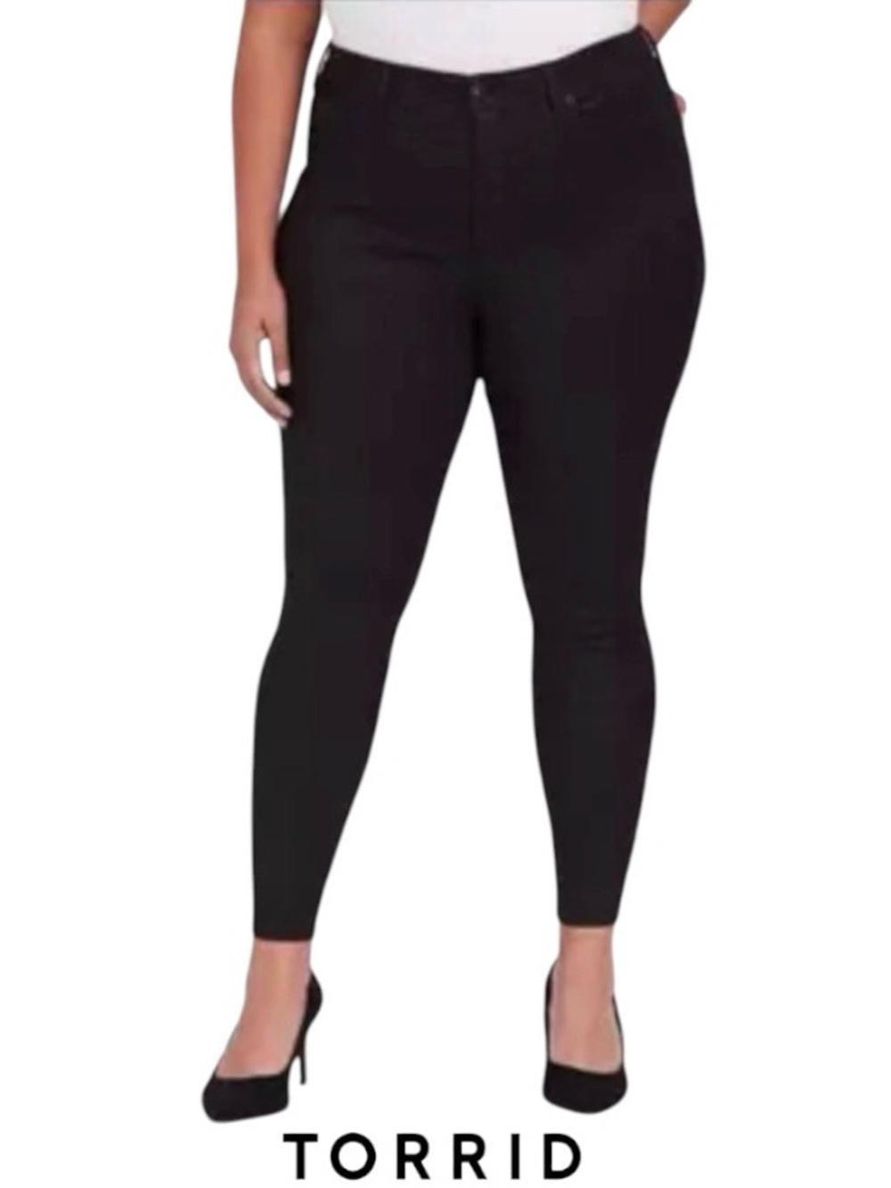 26W Torrid Womens Black Super Stretch High Rise Jegging Skinny Jeans, 28” Inseam
